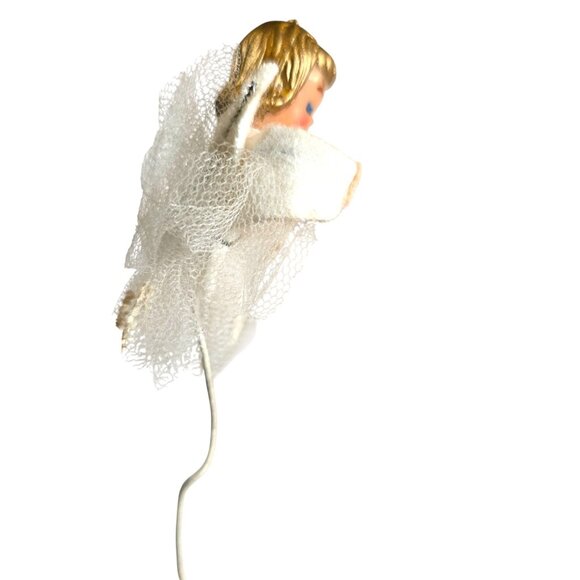 Vintage 60s Angel Floral Pick Hard Plastic Head Tulle Christmas Crafting Japan - Picture 3 of 7